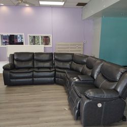 New Power Sectional Sofa With Three Power Recliners On Sale Now Don't Miss