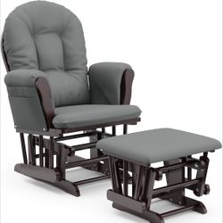 Storkcraft Hoop Glider and Ottoman Espresso Gray New in Box