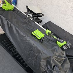 Greenworks 48V (24V x 2) 15" Cordless String Trimmer) 2Ah USB Batteries & Dual Port Rapid Charger