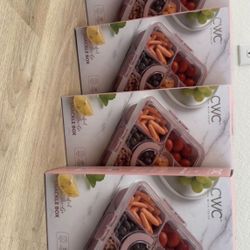 2 For $15 Compartment Snackle Box, Charcuterie Container, Divided Serving Tray with Lid & Handle, Pink  