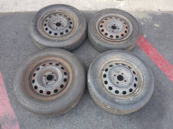 14 inch 4 lug steel rims, 4x100mm roller tires