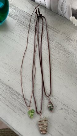 Handmade Boho Wire-Wrapped Stone Necklaces $4 each