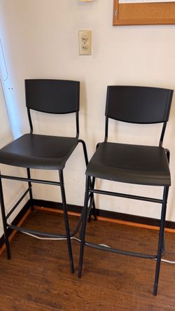 Ikea Bar stool with backrest, counter height black/black, 24 3/4 "