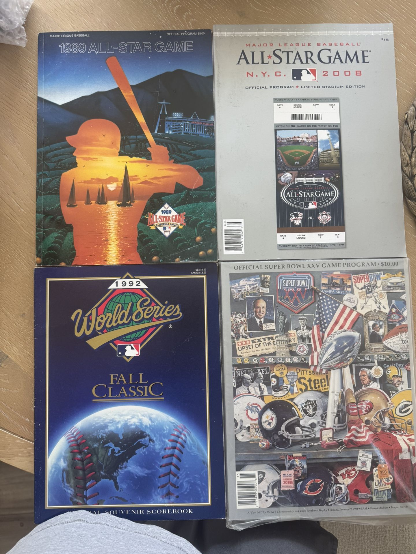Lot Of 4 Vintage Super Bowl World Series All Star Game Programs