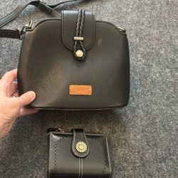 2 Pc Black Wrangler Purse W/ Wallet