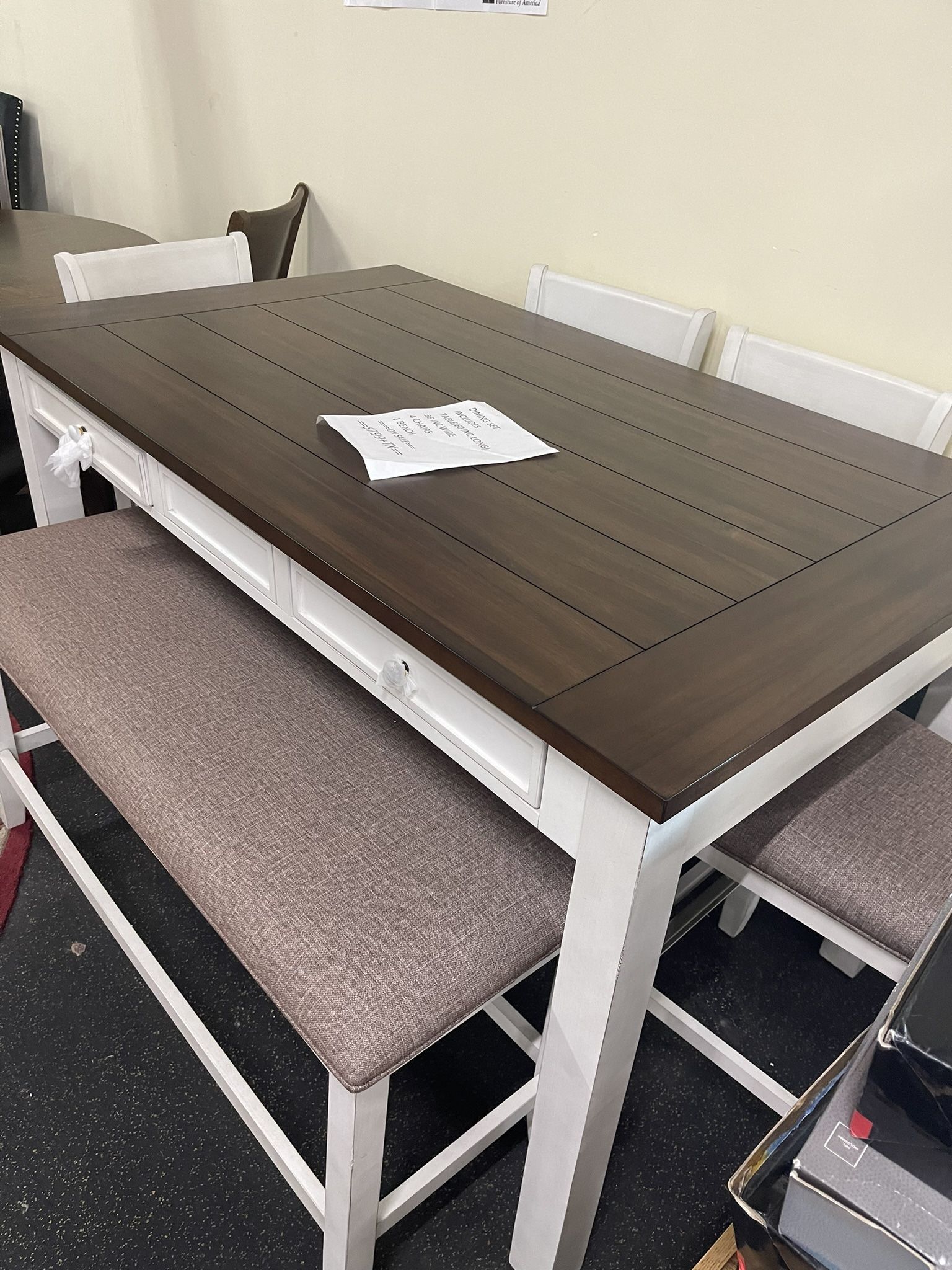 Counter Height Dining Set( Dining Table, 4 Chairs, 1 Bench On Sale