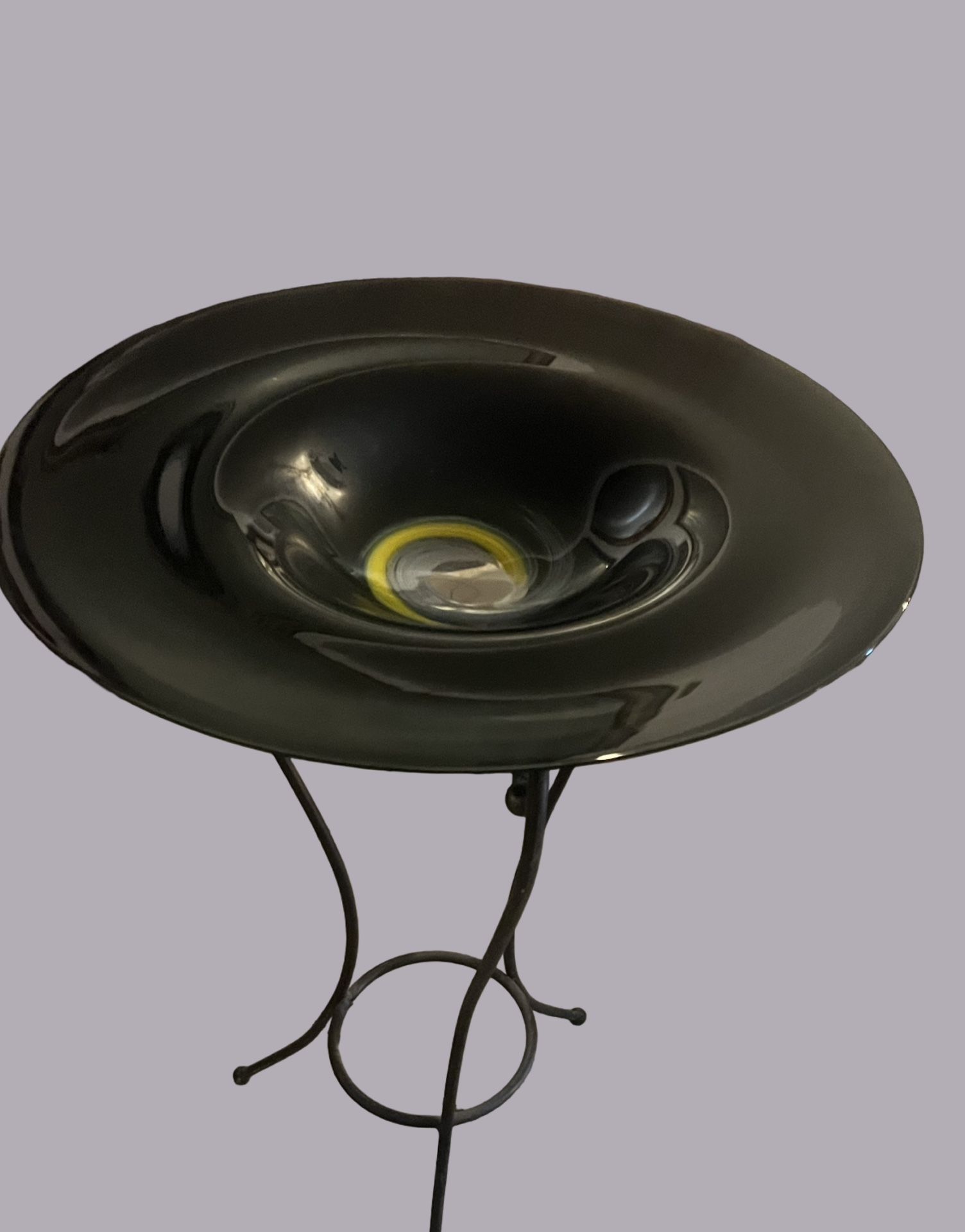 Two-tone Decorative Art Glass Plate With Stand.