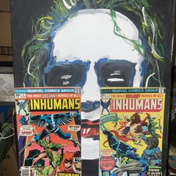 Joker Painting With Two Comics Of The Inhumans