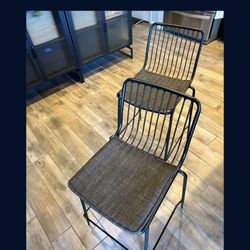 Set Of Two Counter Height Metal Barstools 