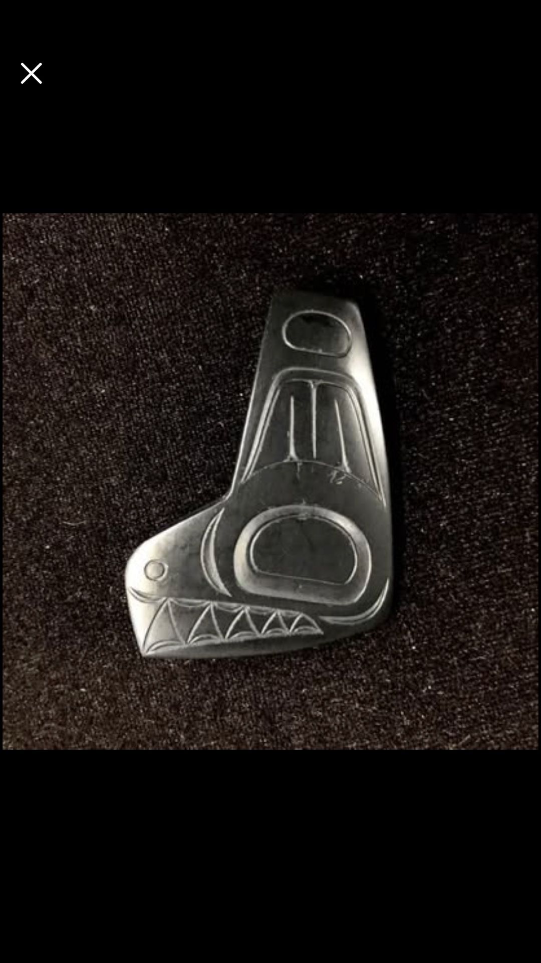Pat Dixon Argillite Brooch Killer Whale Orca Haida First Nations Northwest Coast
