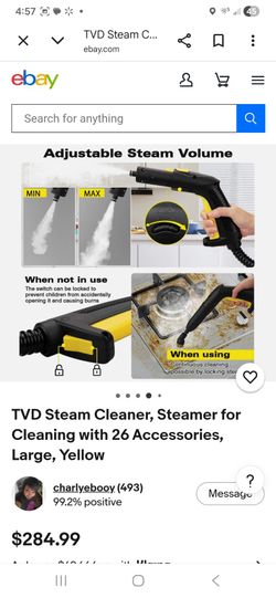 TVD Steam Cleaner, Steamer for Cleaning with 26 Accessories, Large, Yellow