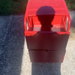 Two Drawer Red metal Cabinet  16 In By 15 In 27 Inches Height