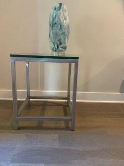 Modern Glass and Brushed Metal Side Table