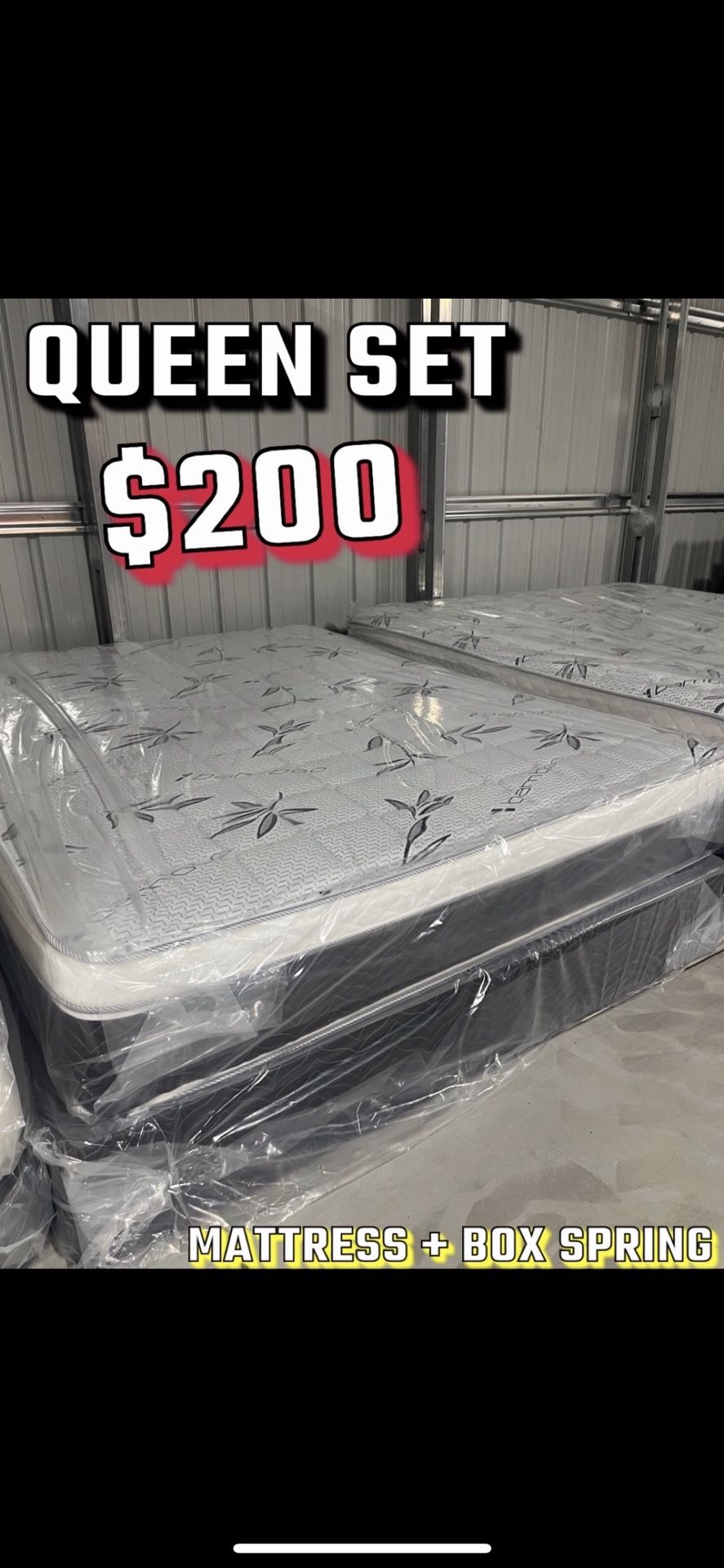 Queen Size Pillow Top Mattress With Box Spring Included