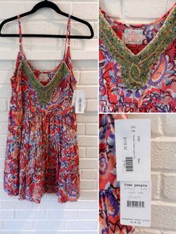 Free People NWT Beaded Floral Mini Dress – Size Medium