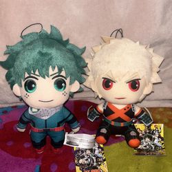 (MHA) My Hero Academia Standing Deku Plush and Sitting Bakugo Plush