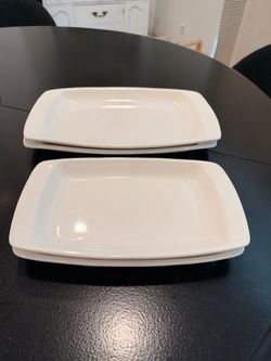 Buffalo China Marek USA Restaurant Ware Rectangular Platters Set of 4 White 11 and 13 Inch