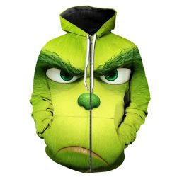 Grinch Face Green Hoodie Sz