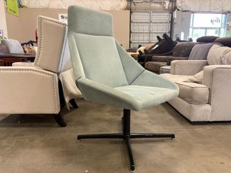 Seafoam Green Geometric Swivel Chairs with Metal Base