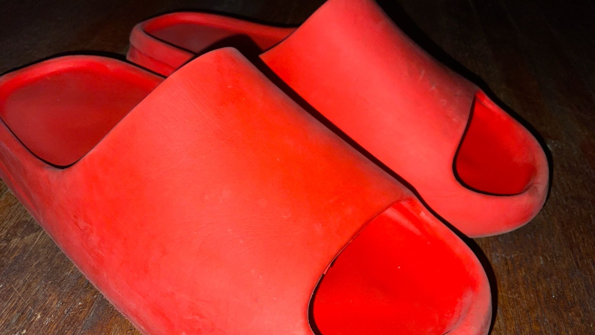 Red Yeezy Slides