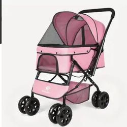 BRAND NEW!COLLAPSING PINK DOG/CAT STROLLER