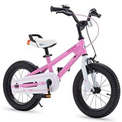 Royalbaby Freestyle 7 Kids Bike Toddlers 14 Inch Wheel Bicycle Beginners Girls Ages 3-5 Years, Kickstand and Water Bottle Included, Pink New