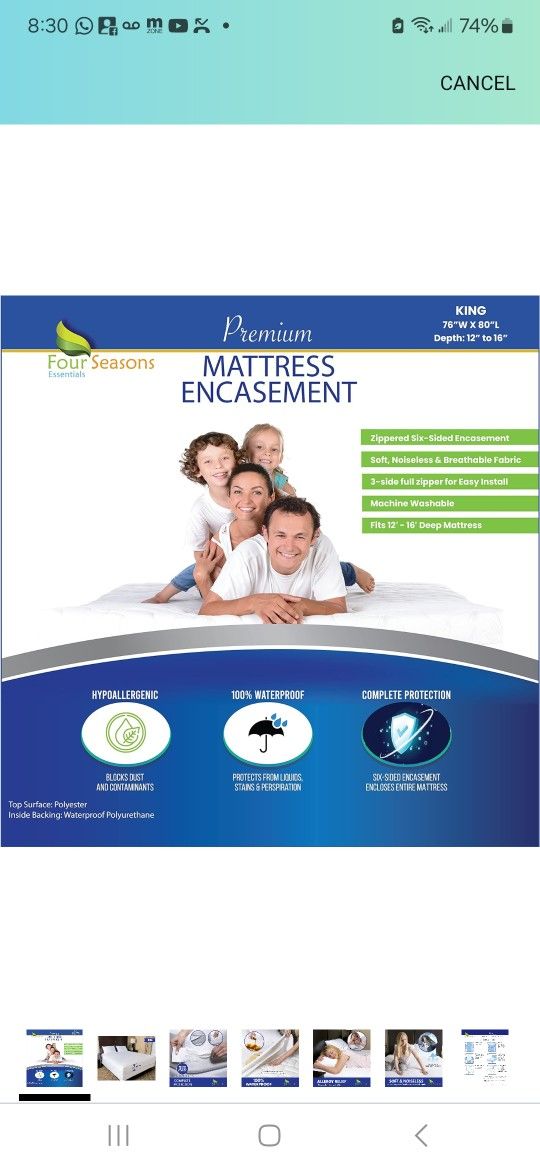 King Size Mattress Protector Bed Bug Waterproof Zippered Cover - Hypoallergenic Premium Quality Encasement Protects Against Liquids, Dust - Breathable