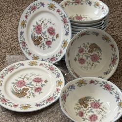 vintage Dolphin Fine China Japan Rosetta Lunch Snack Plates pc:16