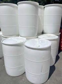 55-gallon closed-head (tight-head) industrial plastic drum, typically made of high-density polyethylene (HDPE)