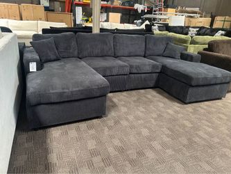 Black double chaise sectional