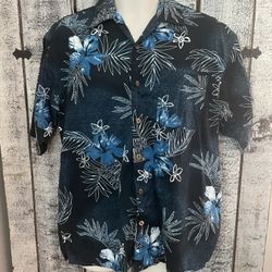 Cotton Traders Men’s Blue Hawaiian Shirt Size Medium