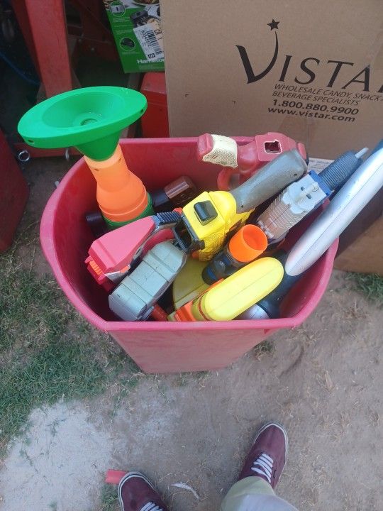 3 Buckets Of Nerf And Water Guns