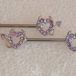 Devilish Heart Nipple Piercings 