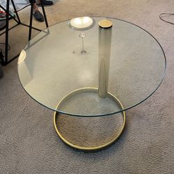 Glass End Table With Gold Base