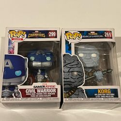 Captain America Civil Warrior & Korg Funko Pops