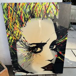 Art Work Painting Modern Art Deco 80s Colorful Women Portrait 36”x48” (Silver Lake)