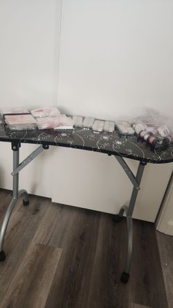 Manicure table with nail items