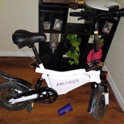 Ancheer Electric Bike Folding Bike 21 Mph 25 Miles Like New  Disk Break Lights Mirror 