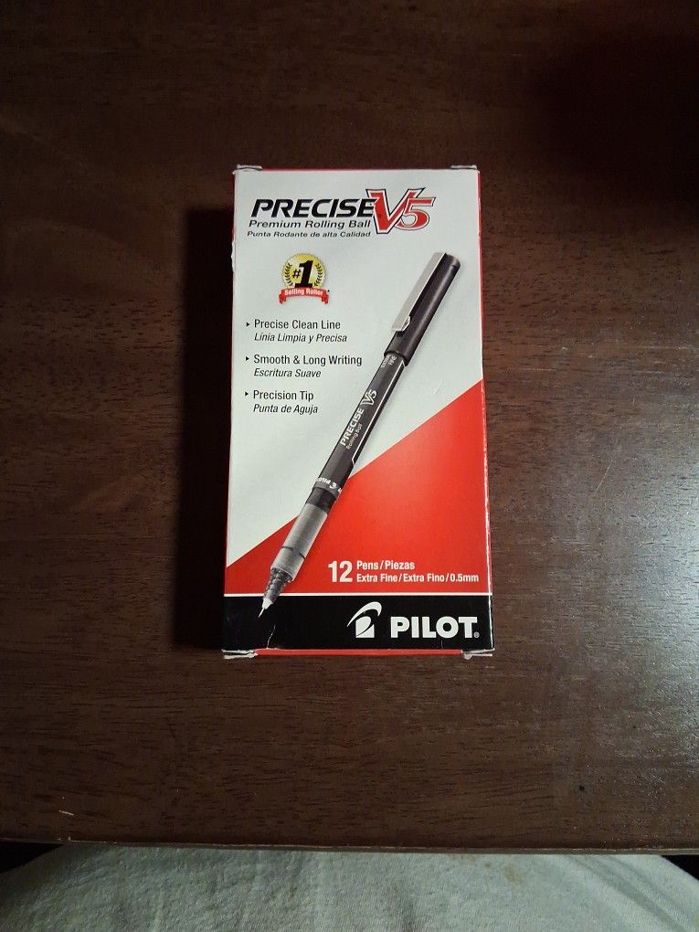 Pilot Brand New Precise V5 PREMIUM ROLLING BALL PENS BLACK INK 12 Pk Boxed