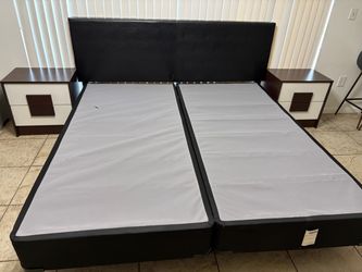 Cama KING + 2 mesa de noche. Sin colchón.