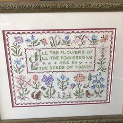 Beautifully Cross-stitched, Framed Work