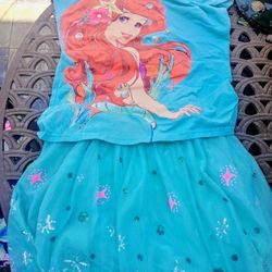 Ariel Disney Store T-shirt and Mermaid Skirt