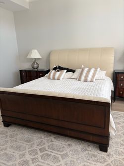 King sleigh bedframe and mattress and boxspring