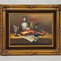 Beautiful oil painting still life,vintage 80's Excellent condition