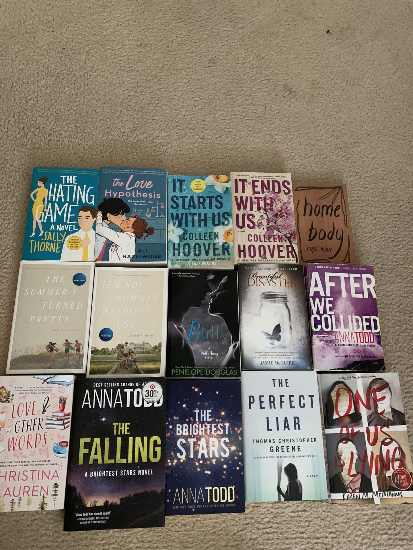 fictional books for sale $8 each