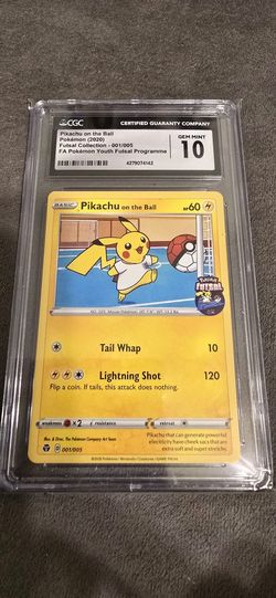 CGC 10 GEM MINT - Pikachu on the Ball 001/005 Futsal Soccer PROMO Pokemon Card
