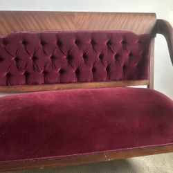 Vintage red velvet bench