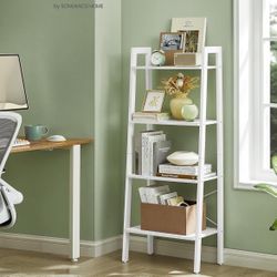 VASAGLE 4-Tier Bookshelf Storage Rack Bookcase with Steel Frame - White