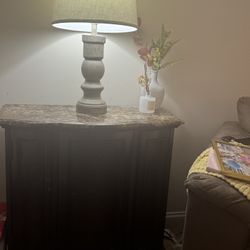 Dark Wood Accent Cabinet with Marble Top
