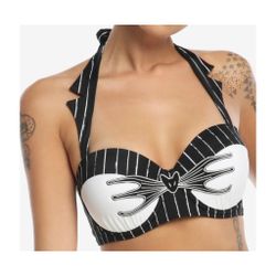 Disney The Nightmare Before Christmas Jack Skellington Halter Swim Top NWT 